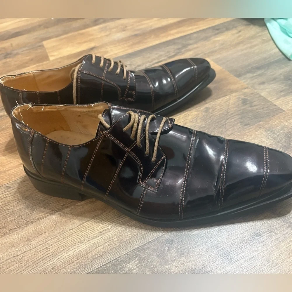 ZOTA Classic Men’s Patent Leather Oxfords – Size 11 – Rich Espresso Gloss 🤎